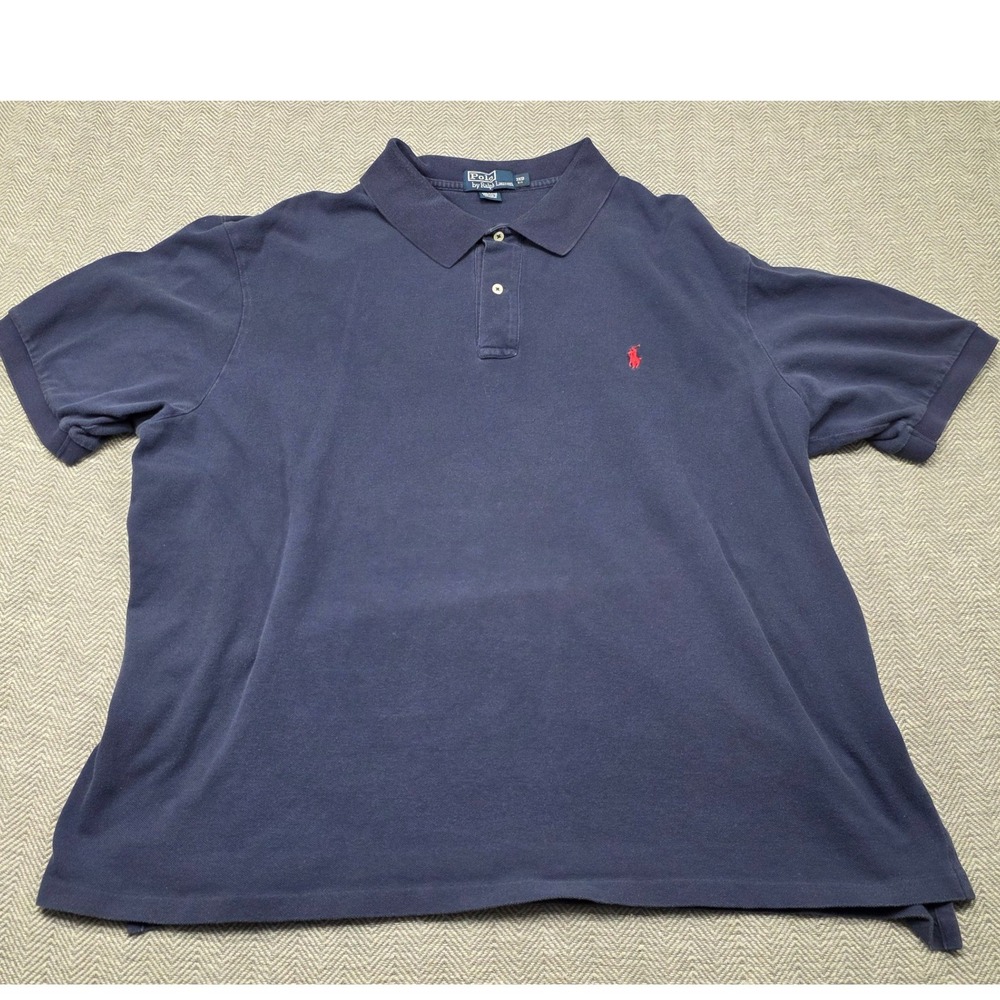 Polo Ralph Lauren Mens 3XB Big Navy Blue Short Sleeve Cotton Pique‎ Polo Shirt